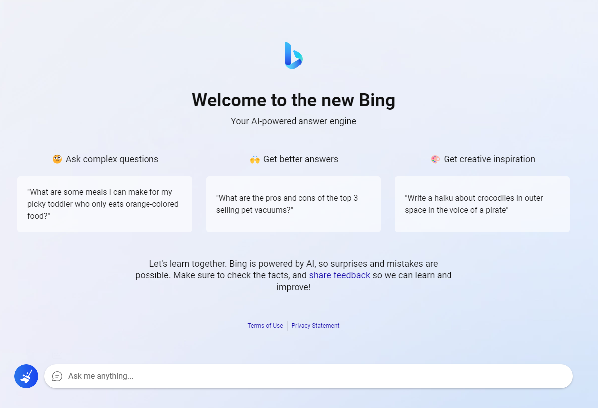 Welcome New Bing